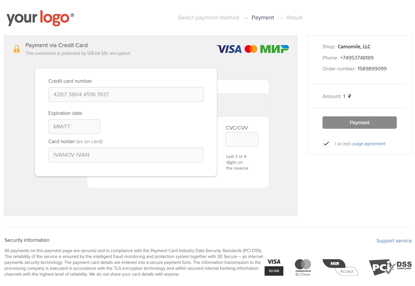 Payment Page Desktop - English